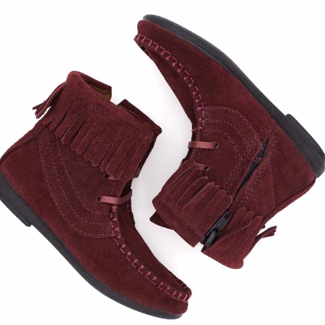 BOTAS NIÑA FLECOS SERRAJE BURDEOS | Pasitrote