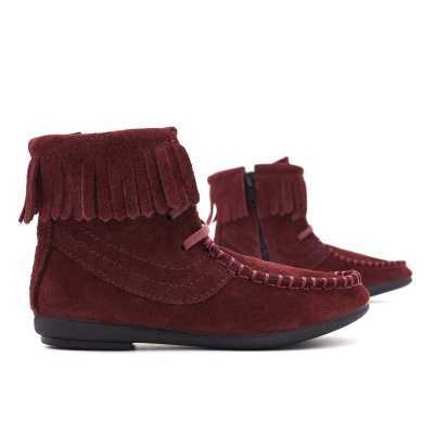 BOTAS NIÑA FLECOS SERRAJE BURDEOS | Pasitrote 2