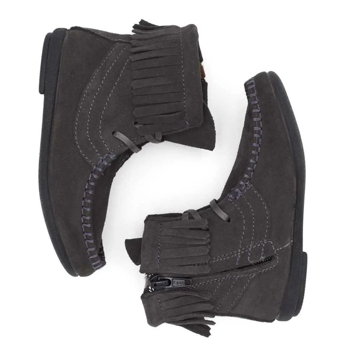 BOTAS NIÑA FLECOS SERRAJE GRIS | Pasitrote