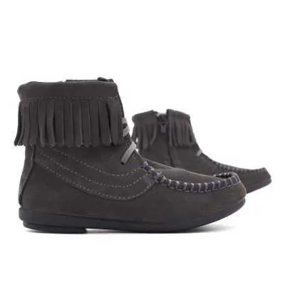 BOTAS NIÑA FLECOS SERRAJE GRIS | Pasitrote 2