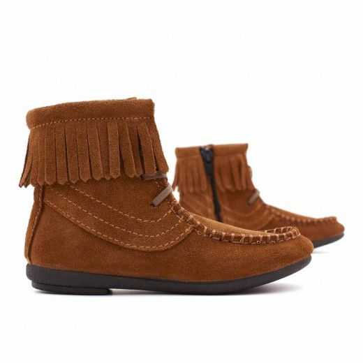 BOTAS NIÑA FLECOS SERRAJE CUERO | Pasitrote 2