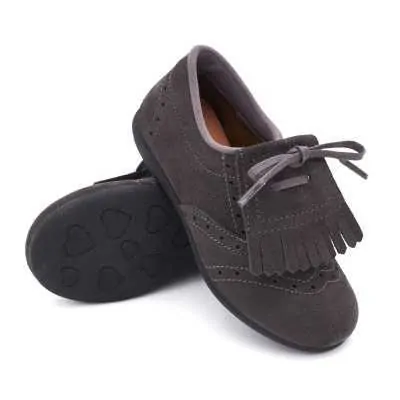 Blucher de Piel Gris para Niña con flecos - Pasitrote 2