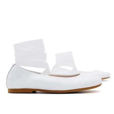 BAILARINA NIÑA PIEL CINTAS BLANCO 2