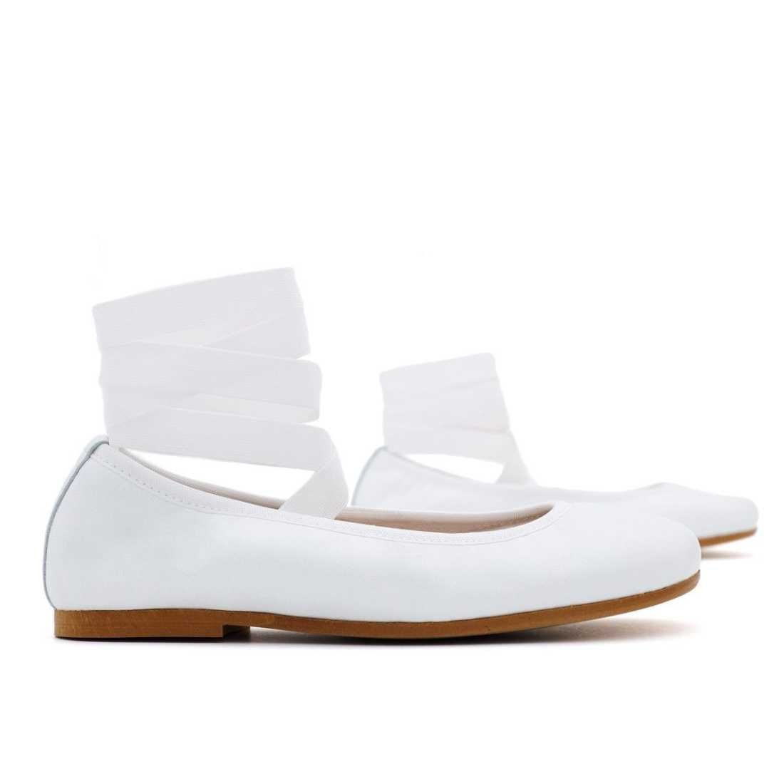 BAILARINA NIÑA PIEL CINTAS BLANCO