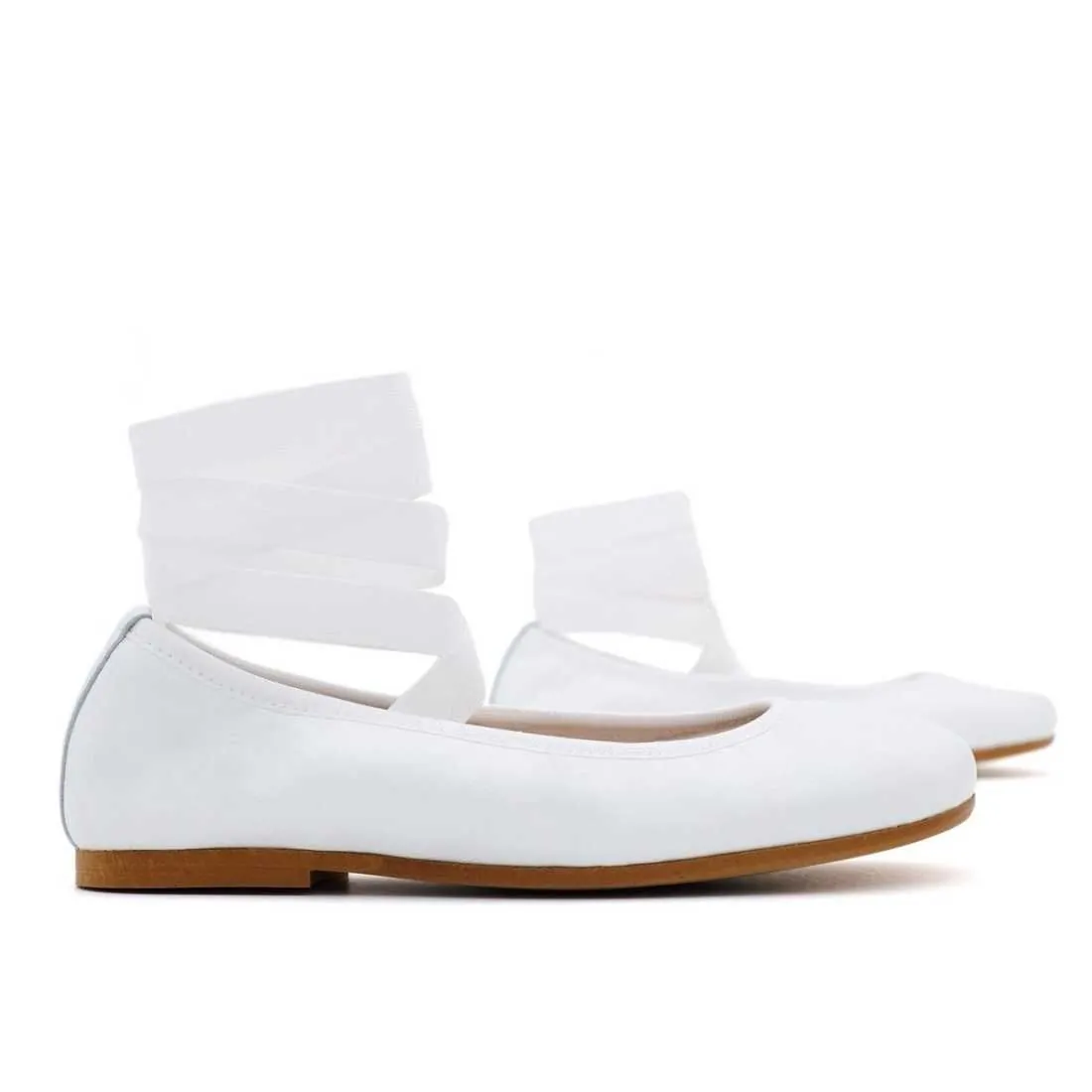 BAILARINA NIÑA PIEL CINTAS BLANCO