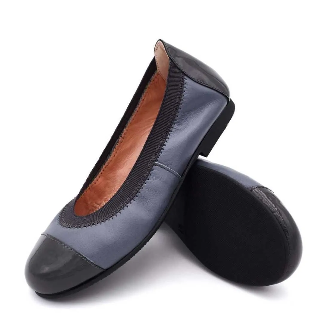 BAILARINA PIEL PUNTERA CHAROL GRIS