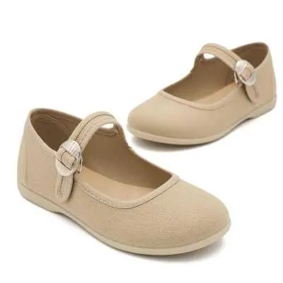 MERCEDITA NIÑA LONA HEBILLA TAUPE 2