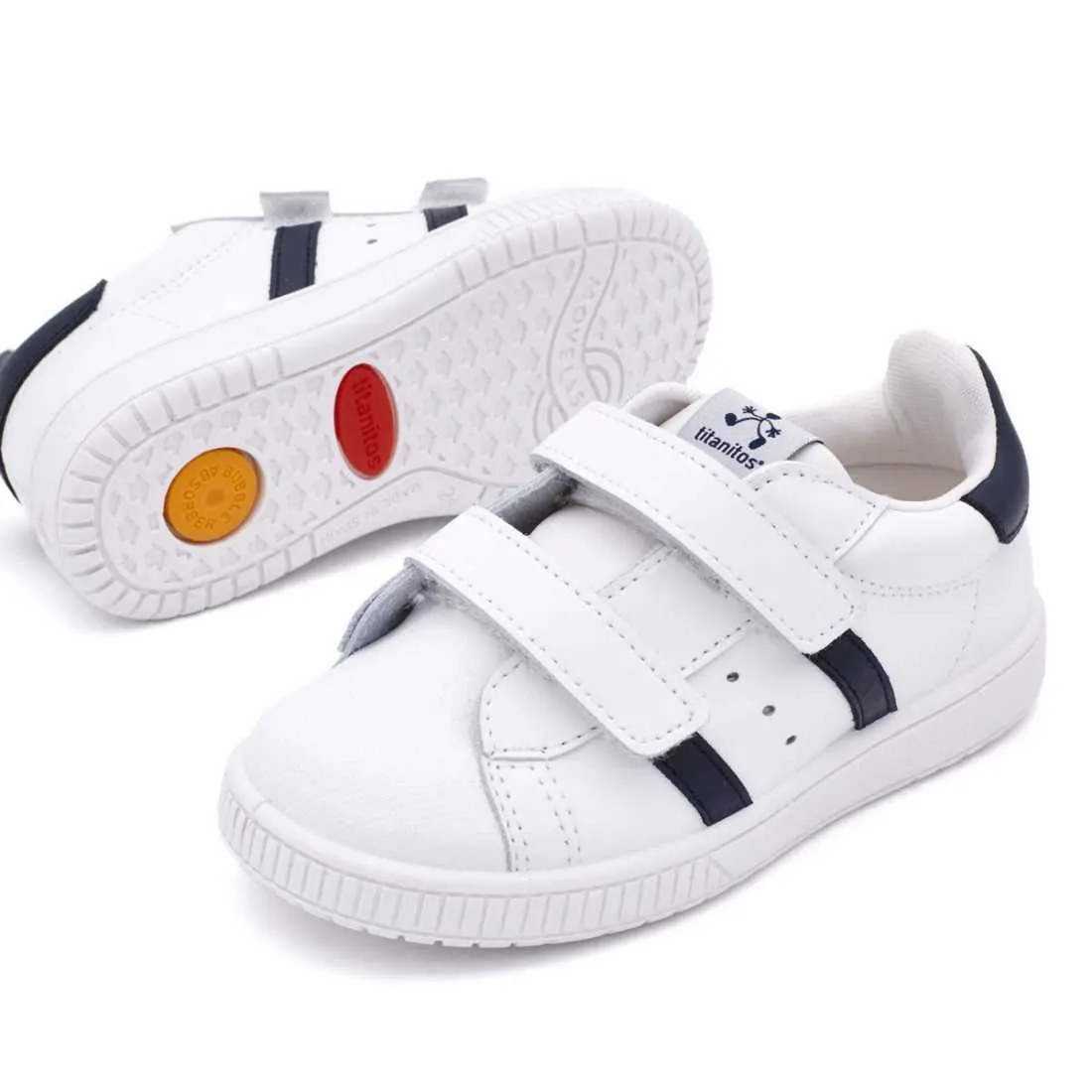DEPORTIVA PIEL TIRA ADHERENTE RAYAS BLANCO-NAVY
