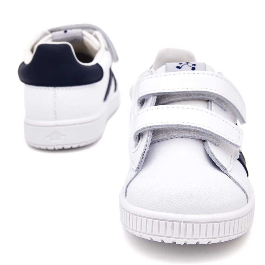 DEPORTIVA PIEL TIRA ADHERENTE RAYAS BLANCO-NAVY
