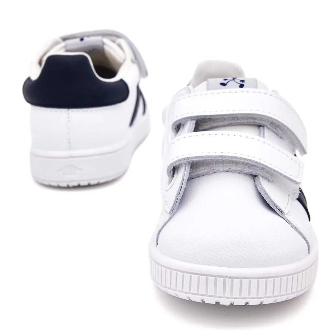 DEPORTIVA PIEL TIRA ADHERENTE RAYAS BLANCO-NAVY