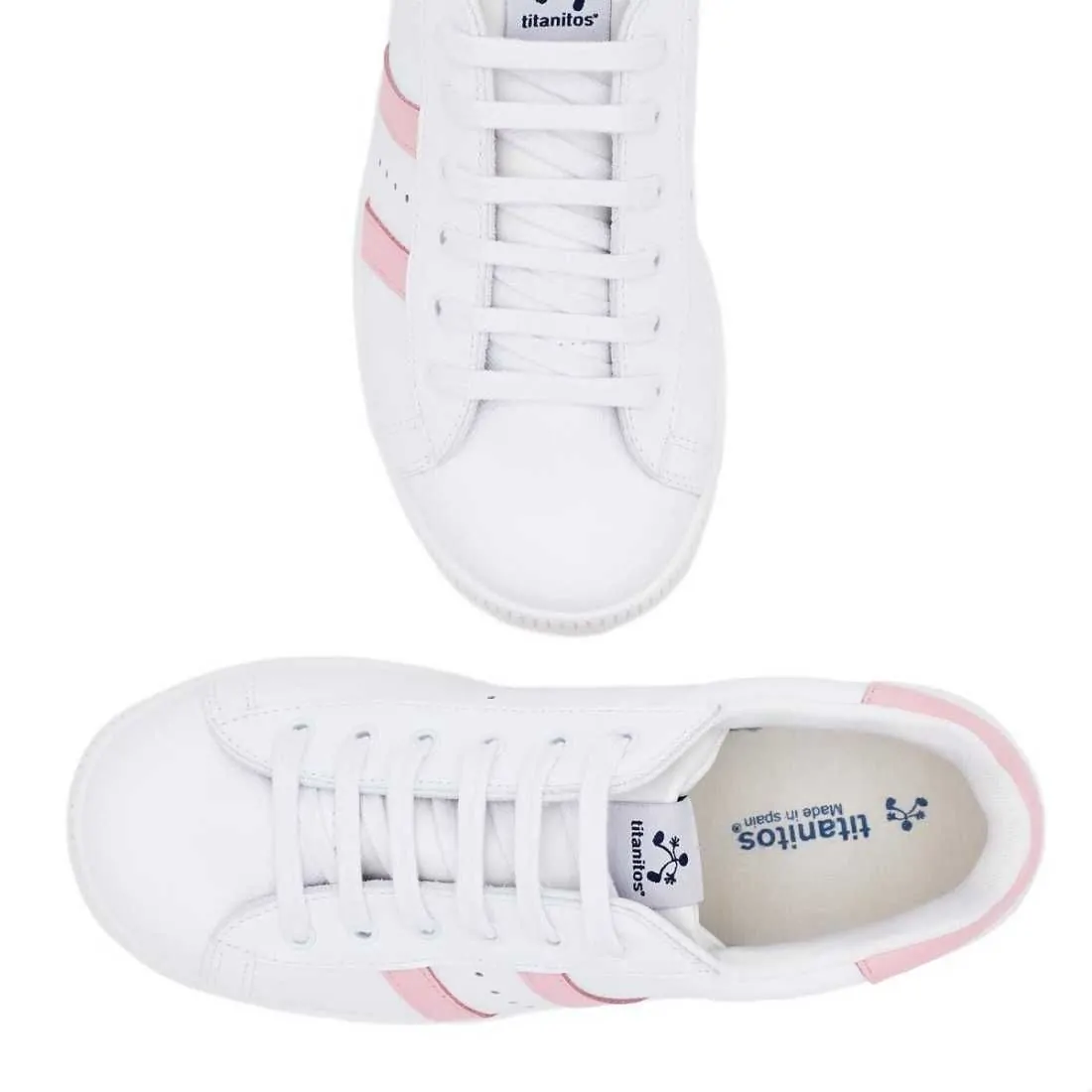 DEPORTIVA PIEL DOBLE RAYA BLANCO-ROSA