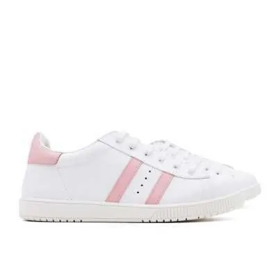 DEPORTIVA PIEL DOBLE RAYA BLANCO-ROSA