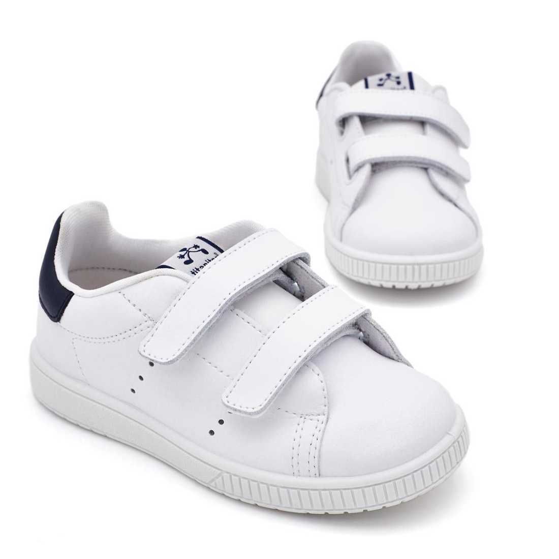DEPORTIVA PIEL TIRA ADHERENTE BLANCO-NAVY