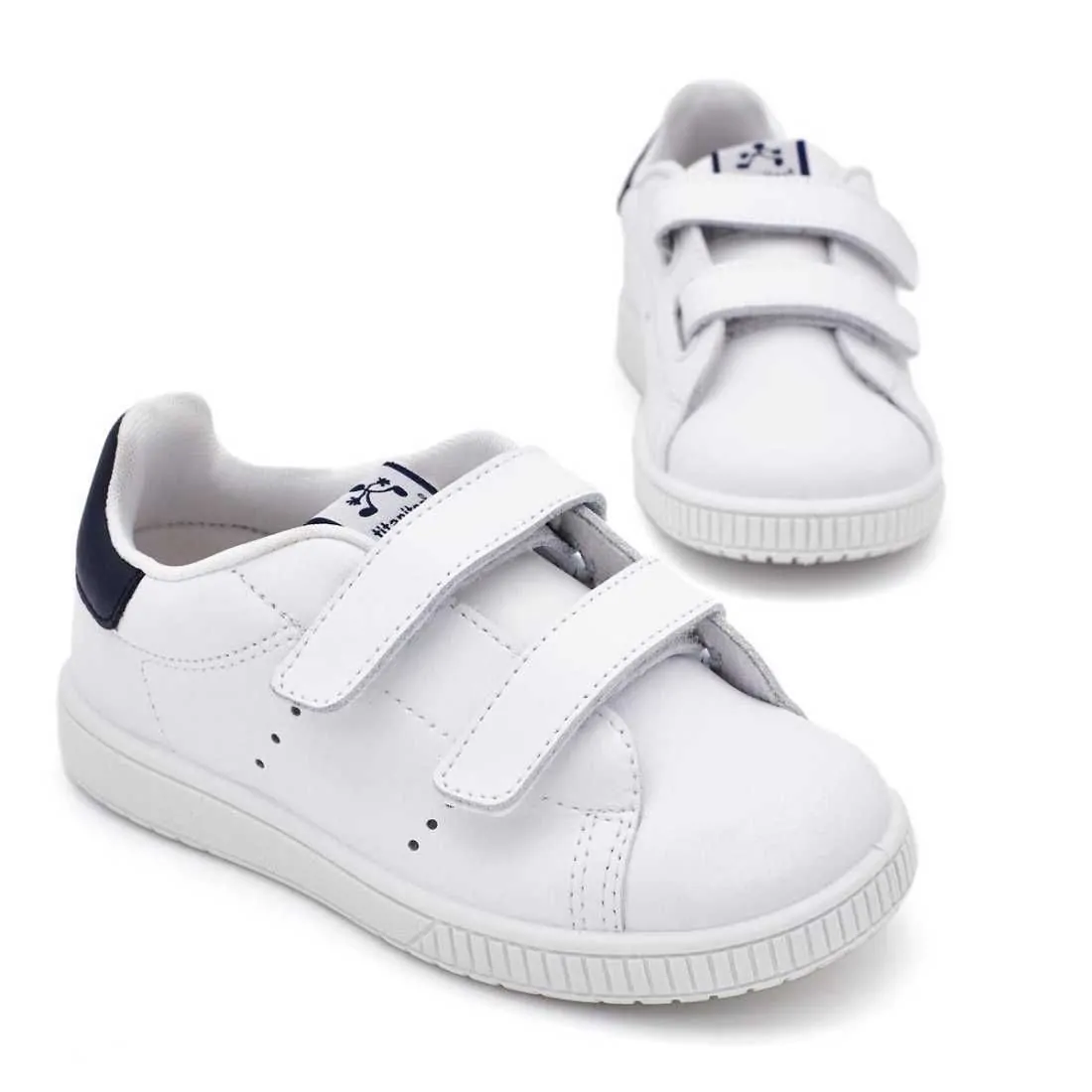 DEPORTIVA PIEL TIRA ADHERENTE BLANCO-NAVY