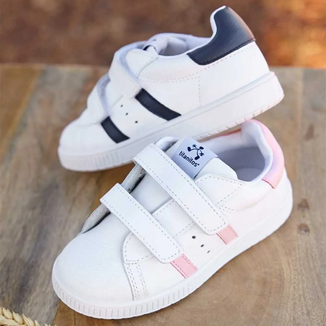 DEPORTIVA PIEL TIRA ADHERENTE RAYAS BLANCO-ROSA