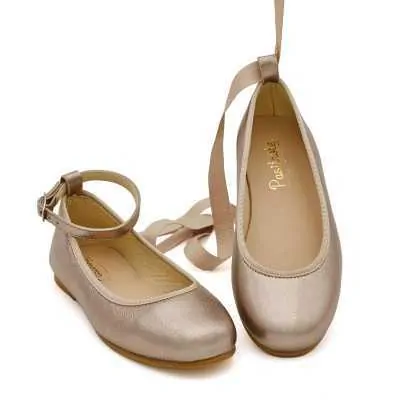 BAILARINA NIÑA PIEL LAZOS ORO 2