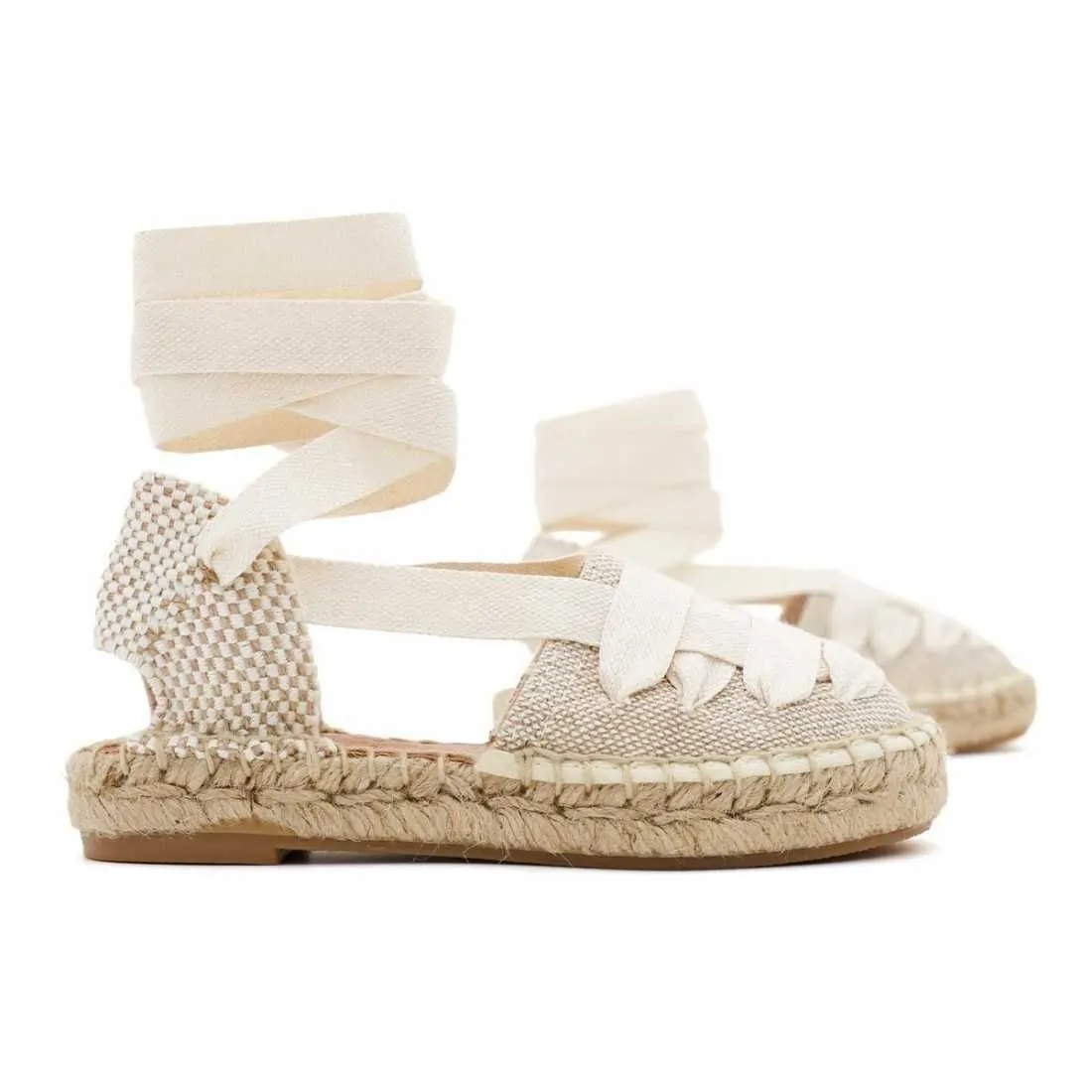 Alpargatas Lino con Cintas para Niñas de Arras | Pasitrote