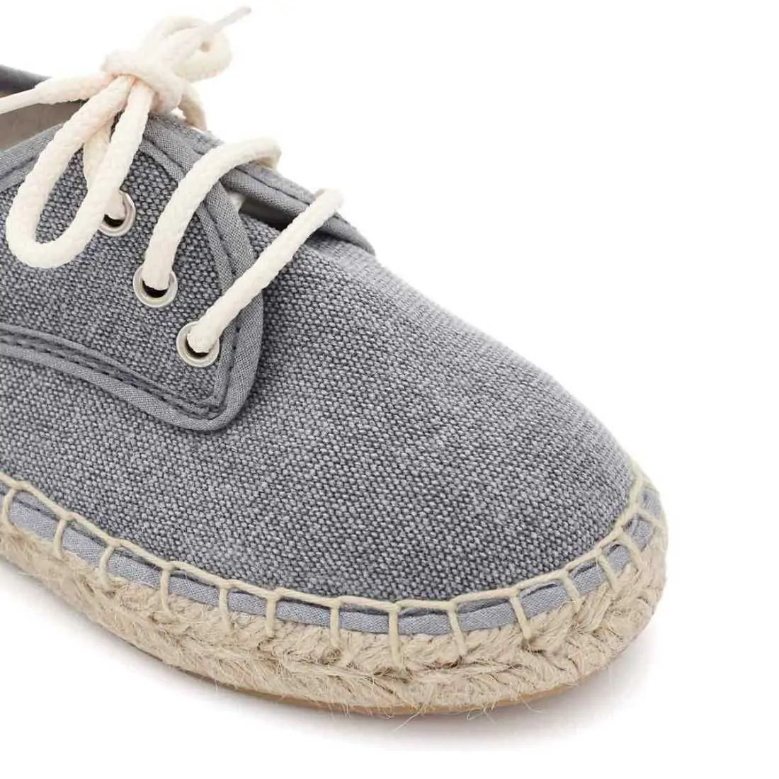 Alpargata para NIño tipo Blucher color Gris. Cosida a mano en España - Pasitrote