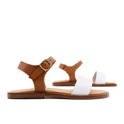 Sandalias de piel blanco y cuero para niñas 2