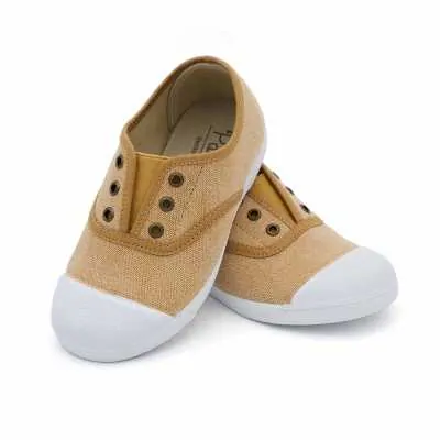 ZAPATILLA NIÑO LONA OCRE 2