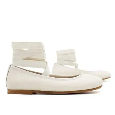 BAILARINA NIÑA PIEL CINTAS BEIGE CLARO 2