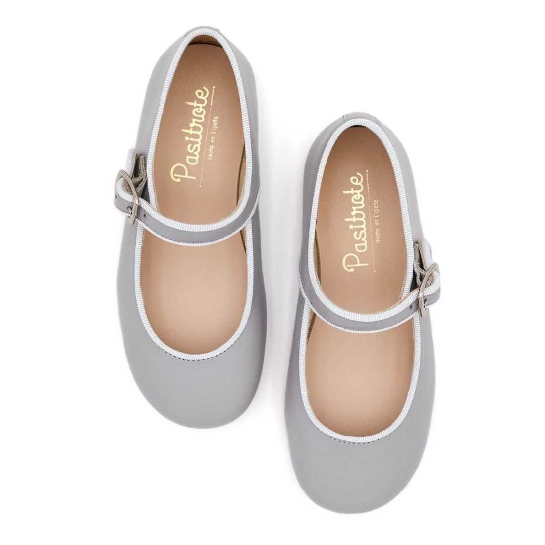 Merceditas de piel Gris para niñas