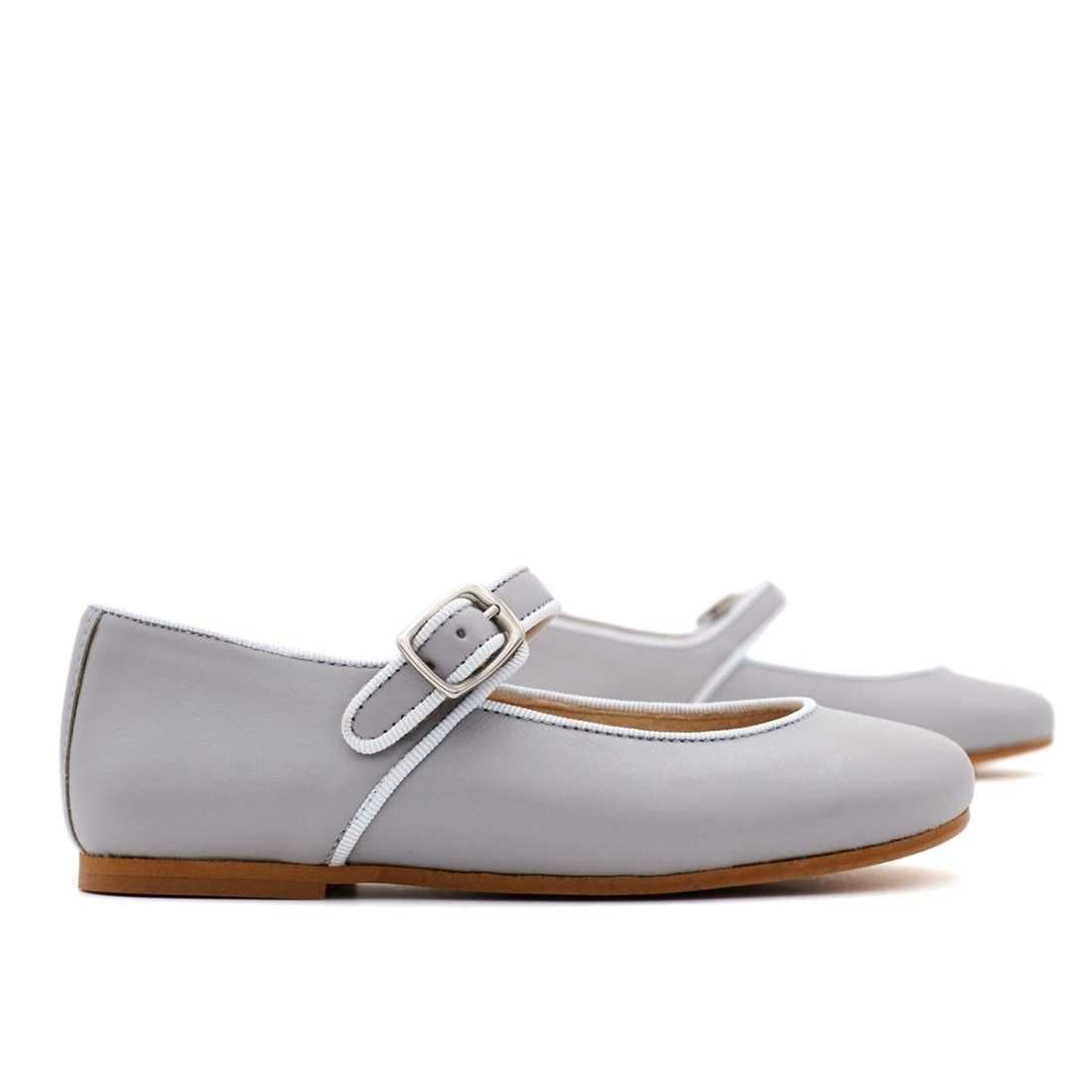 Merceditas Piel Gris para niñas