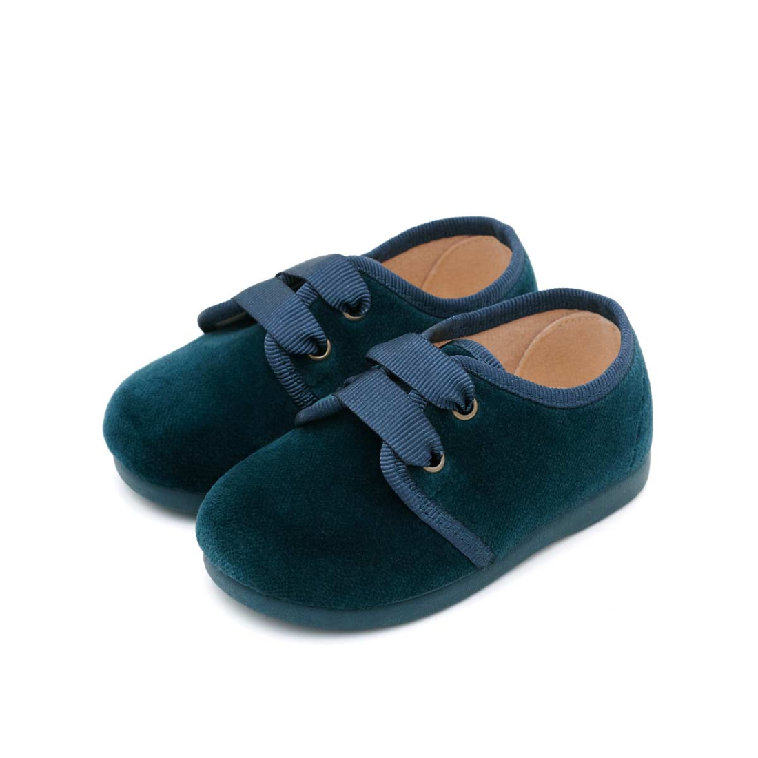 Blucher para bebés de terciopelo Petróleo marca Pasitrote