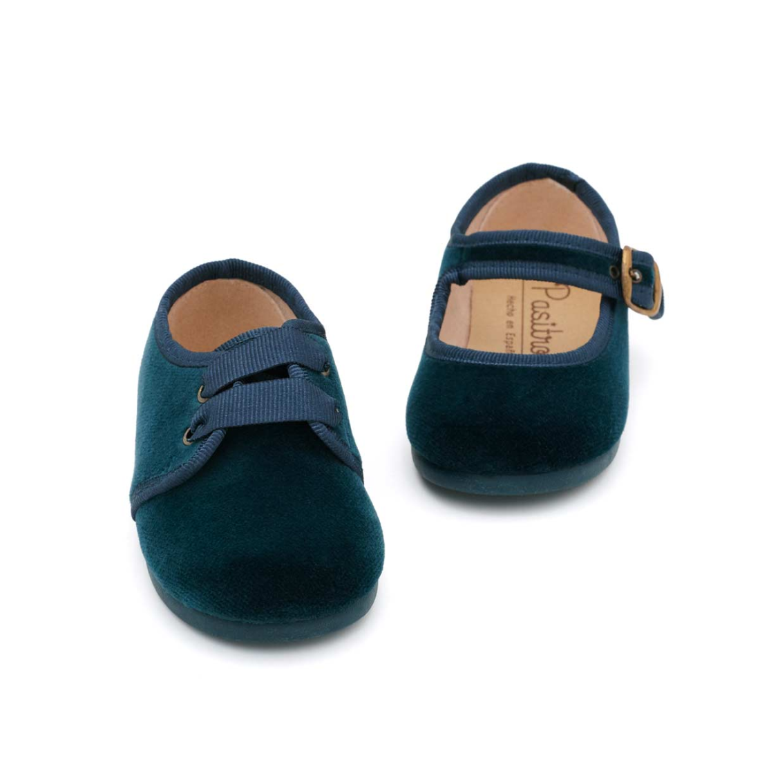 Blucher de terciopelo Petróleo para niños y niñas marca Pasitrote