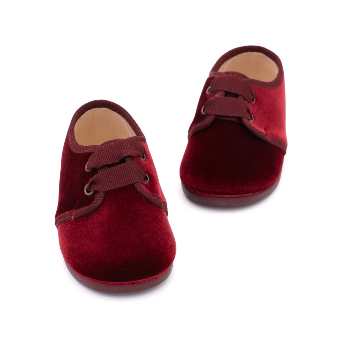 Blucher de terciopelo burdeos para niños marca Pasitrote