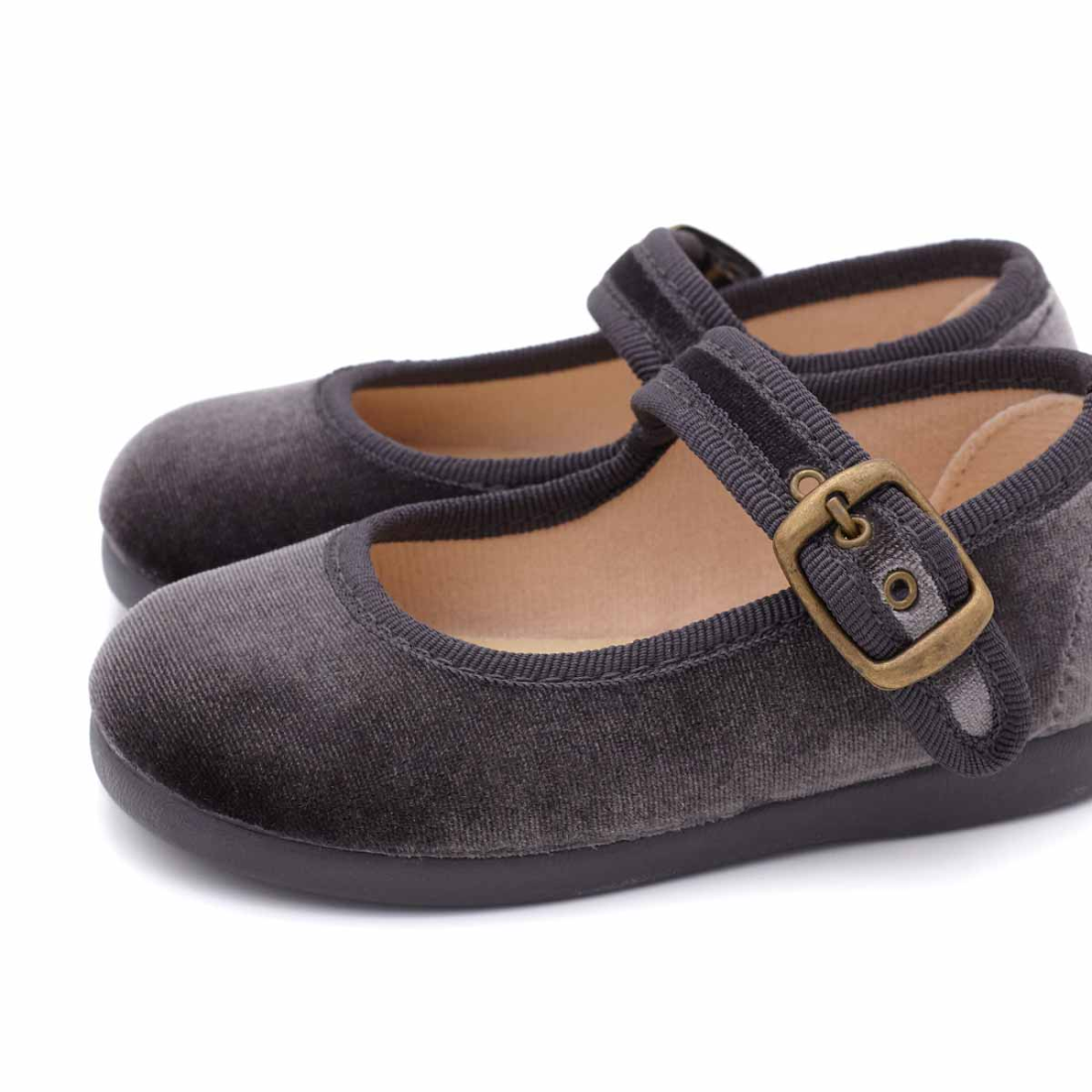 Merceditas bebé terciopelo gris Pasitrote