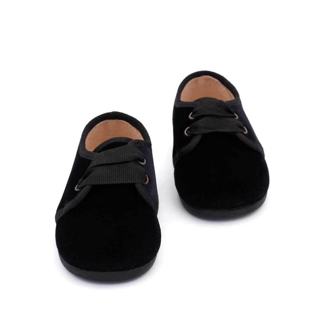 Blucher de terciopelo negro para bebés y niños | Pasitrote