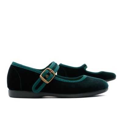 Merceditas terciopelo verde niña | Pasitrote