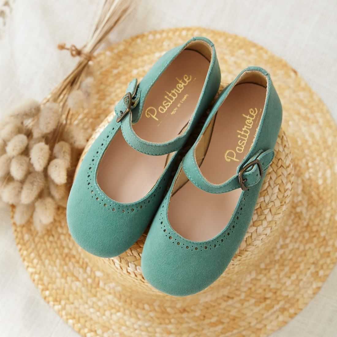 Mercedita para Niña Ante Verde Musgo