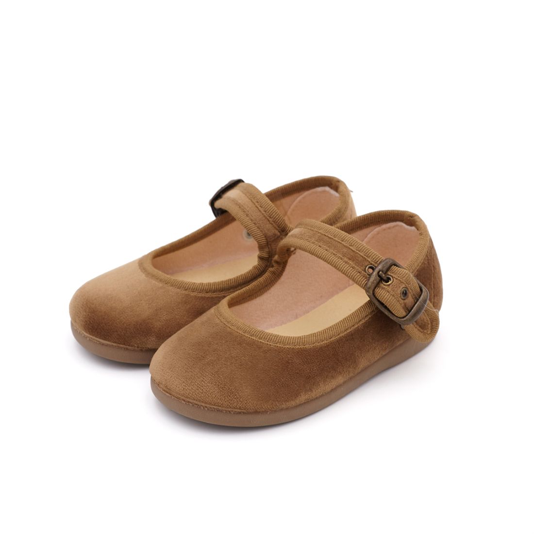 Merceditas barefoot bebé terciopelo marrón