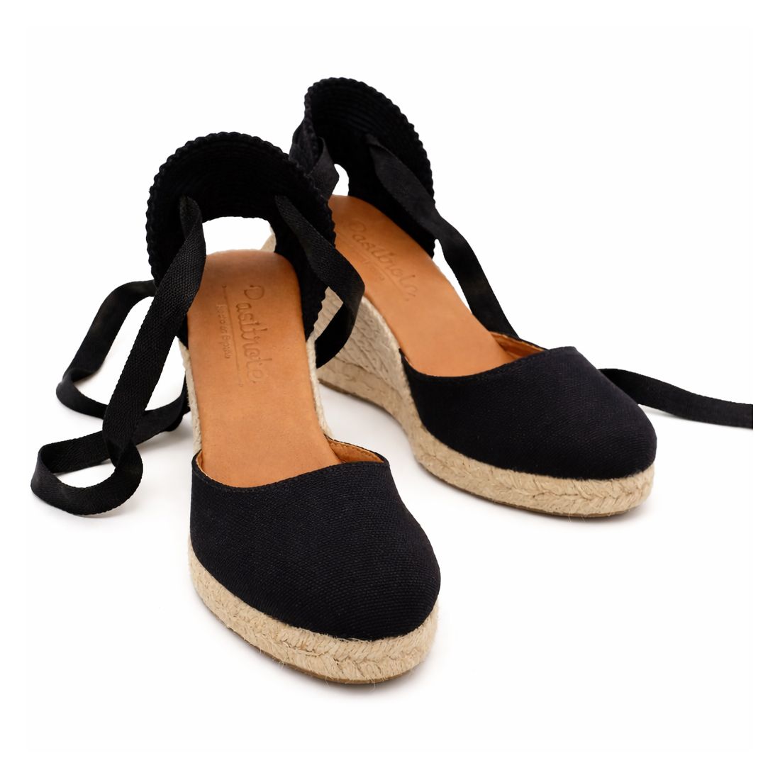 Cuñas Negras con cintas para Mujer | Pasitrote
